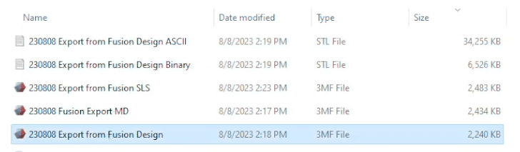 Comparing 3MF to STL File SIZE